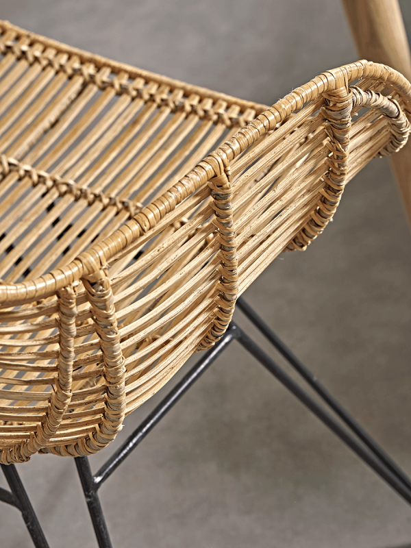 Flat Rattan Armed Chair - Natural